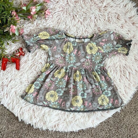 Matilda Jane Fresh Cut Peasant Top Grey Pink Green Yellow Floral Girls Sz 2 - Picture 1 of 6